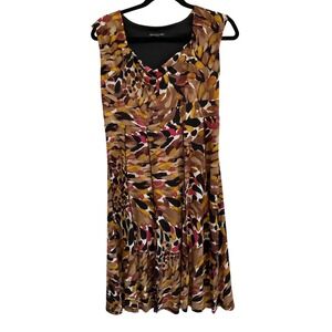 Perceptions Petite Womens Abstract Animal Print Cowl Neck Dress Brown Pink 6P